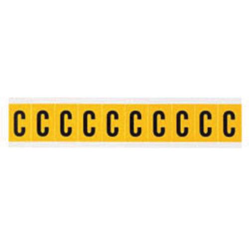 Individual Number and Letter Labels - C, Black on Yellow, 1", 10