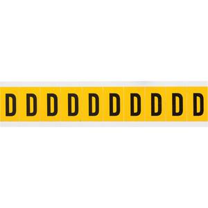 Individual Number and Letter Labels - D, Black on Yellow, 1", 10