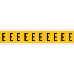 Individual Number and Letter Labels - E, Black on Yellow, 1", 10