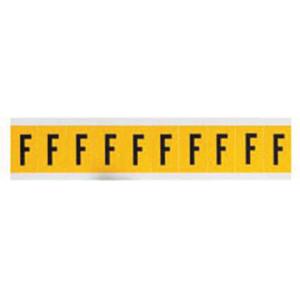 Individual Number and Letter Labels - F, Black on Yellow, 1", 10