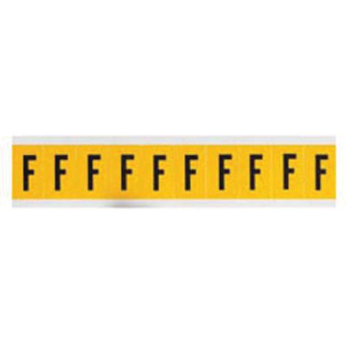 Individual Number and Letter Labels - F, Black on Yellow, 1", 10