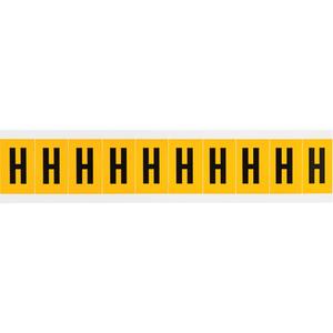 Individual Number and Letter Labels - H, Black on Yellow, 1", 10