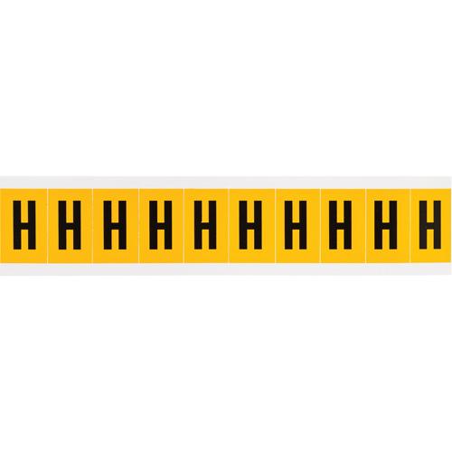 Individual Number and Letter Labels - H, Black on Yellow, 1", 10