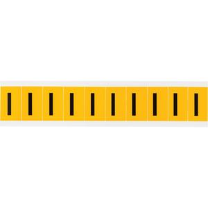 Individual Number and Letter Labels - I, Black on Yellow, 1", 10