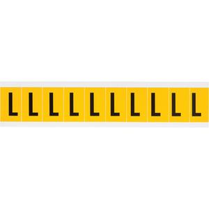 Individual Number and Letter Labels - L, Black on Yellow, 1", 10