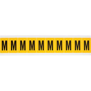 Individual Number & Letter Labels - M, Black on Yellow, 1", 10