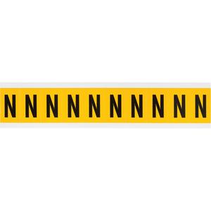 Individual Number & Letter Labels - N, Black on Yellow, 1", 10