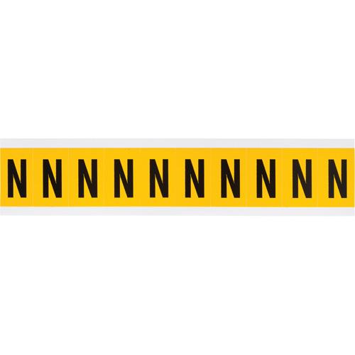 Individual Number & Letter Labels - N, Black on Yellow, 1", 10