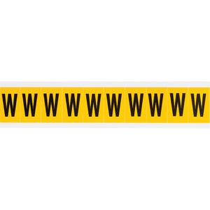 Individual Number & Letter Labels - W, Black on Yellow, 1", 10