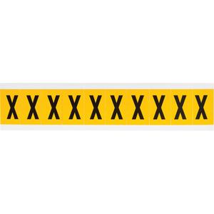 Individual Number & Letter Labels - X, Black on Yellow, 1", 10