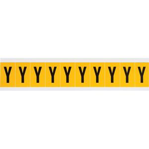 Individual Number & Letter Labels - Y, Black on Yellow, 1", 10