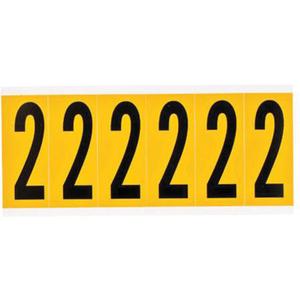 Individual Number and Letter Labels - 2, Black on Yellow, 2", 10