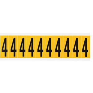 Individual Number and Letter Labels - 4, Yellow on Black, 2", 10