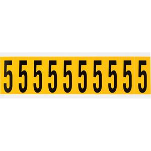 Individual Number and Letter Labels - 5, Black on Yellow, 2", 10
