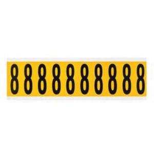 Individual Number and Letter Labels - 8, Black on Yellow, 2", 10