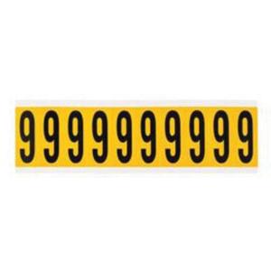 Individual Number and Letter Labels - 9, Black on Yellow, 2", 10