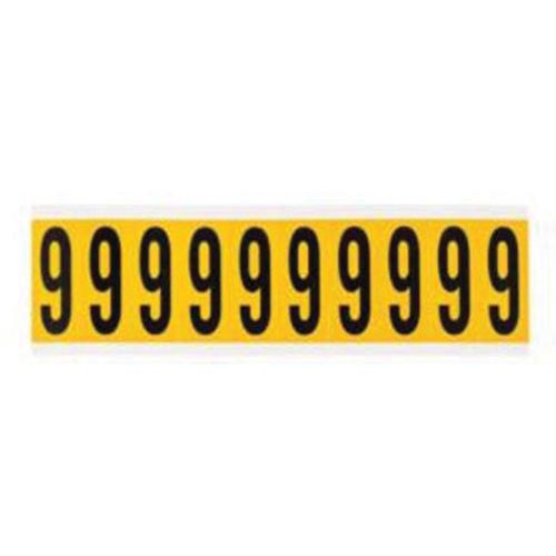 Individual Number and Letter Labels - 9, Black on Yellow, 2", 10