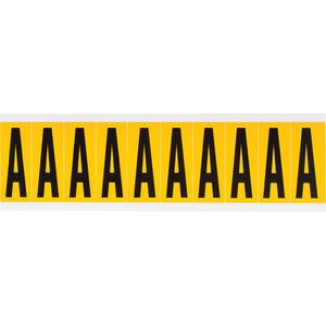 Individual Number and Letter Labels - A, Black on Yellow, 2", 10