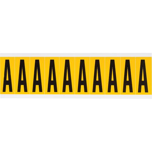 Individual Number and Letter Labels - A, Black on Yellow, 2", 10