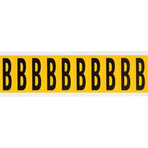 Individual Number and Letter Labels - B, Black on Yellow, 2", 10