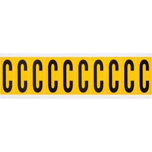 Individual Number and Letter Labels - C, Black on Yellow, 2", 10