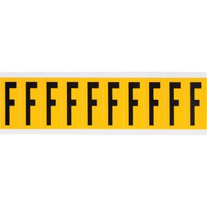 Individual Number and Letter Labels - F, Black on Yellow, 2", 10