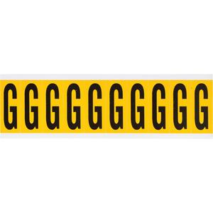 Individual Number and Letter Labels - G, Black on Yellow, 2", 10