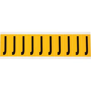 Individual Number and Letter Labels - J, Black on Yellow, 2", 10