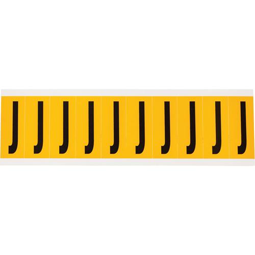 Individual Number and Letter Labels - J, Black on Yellow, 2", 10