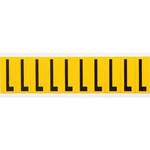 Individual Number and Letter Labels - L, Black on Yellow, 2", 10