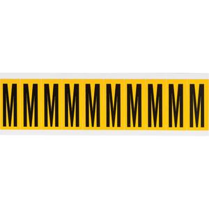 Individual Number & Letter Labels - M, Black on Yellow, 2", 10