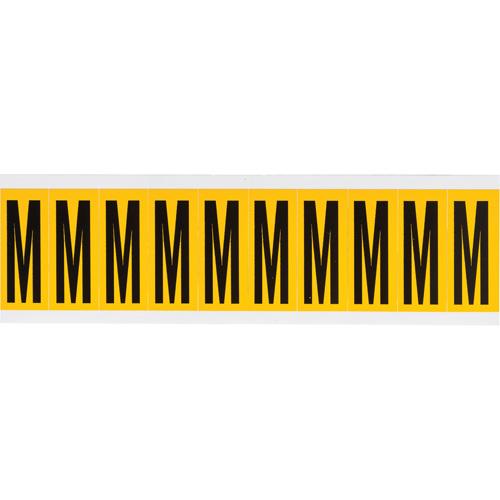 Individual Number & Letter Labels - M, Black on Yellow, 2", 10