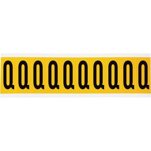 Individual Number & Letter Labels - Q, Black on Yellow, 2", 10