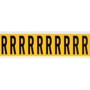 Individual Number & Letter Labels - R, Black on Yellow, 2", 10