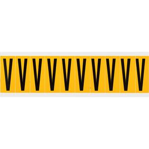 Individual Number & Letter Labels - V, Black on Yellow, 2", 10