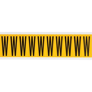 Individual Number & Letter Labels - W, Black on Yellow, 2", 10