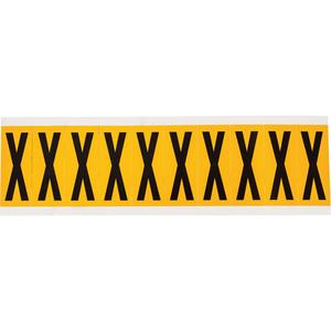 Individual Number & Letter Labels - X, Black on Yellow, 2", 10