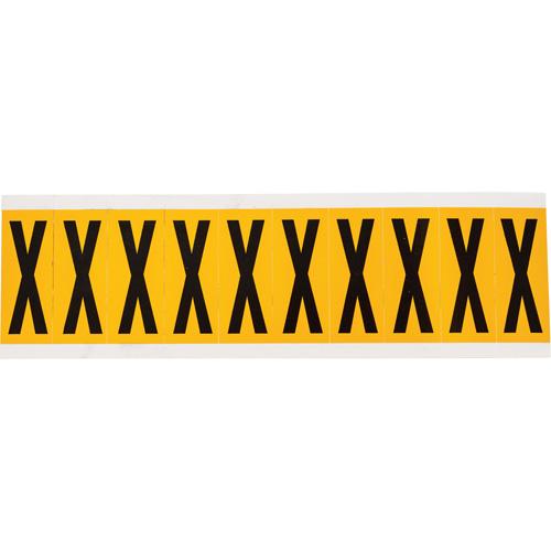 Individual Number & Letter Labels - X, Black on Yellow, 2", 10