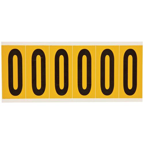 Individual Number and Letter Labels - 0, Black on Yellow, 3", 10