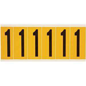 Individual Number and Letter Labels - 1, Black on Yellow, 3", 6