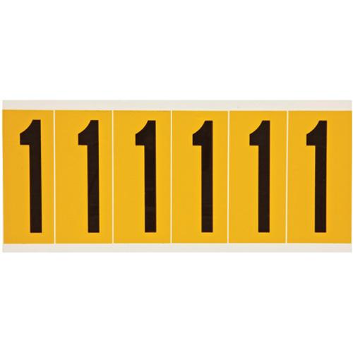 Individual Number and Letter Labels - 1, Black on Yellow, 3", 6