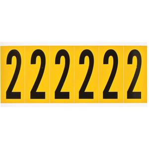 Individual Number and Letter Labels - 2, Black on Yellow, 3", 6