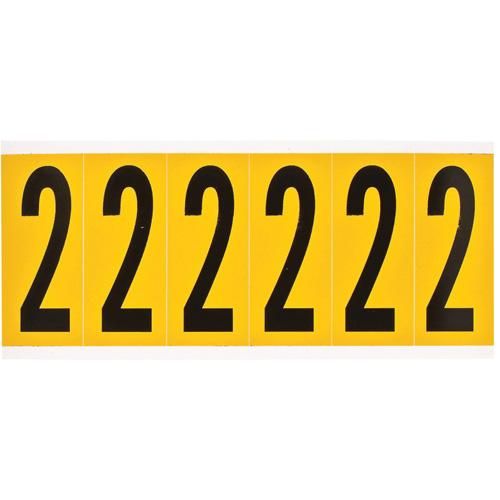 Individual Number and Letter Labels - 2, Black on Yellow, 3", 6