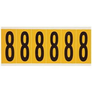 Individual Number and Letter Labels - 8, Black on Yellow, 3", 6