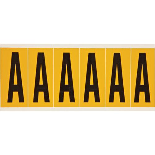 Individual Number and Letter Labels - A, Black on Yellow, 3", 6