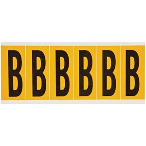 Individual Number and Letter Labels - B, Black on Yellow, 3", 6