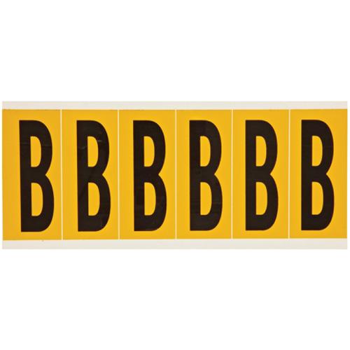 Individual Number and Letter Labels - B, Black on Yellow, 3", 6