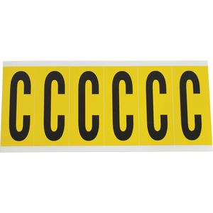 Individual Number and Letter Labels - C, Black on Yellow, 3", 6