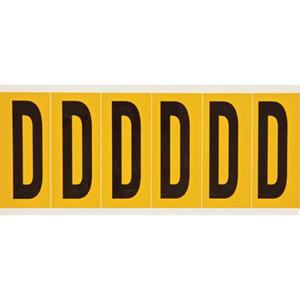 Individual Number and Letter Labels - D, Black on Yellow, 3", 6