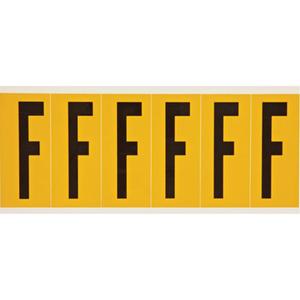 Individual Number and Letter Labels - F, Black on Yellow, 3", 6